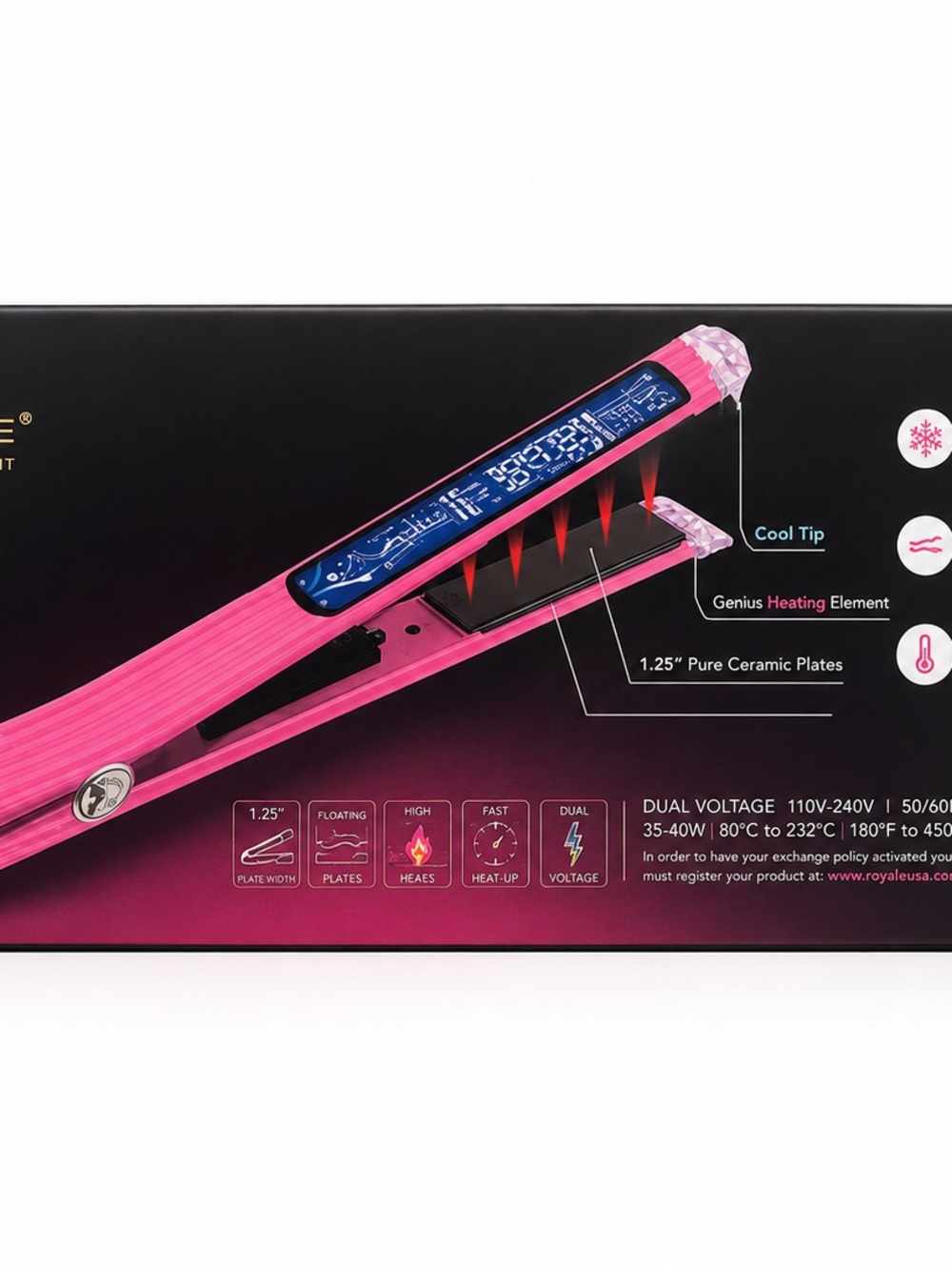 Pink 1.25" Ceramic Hair Straightener - Women's Styling Tool - Picture 2 of 2